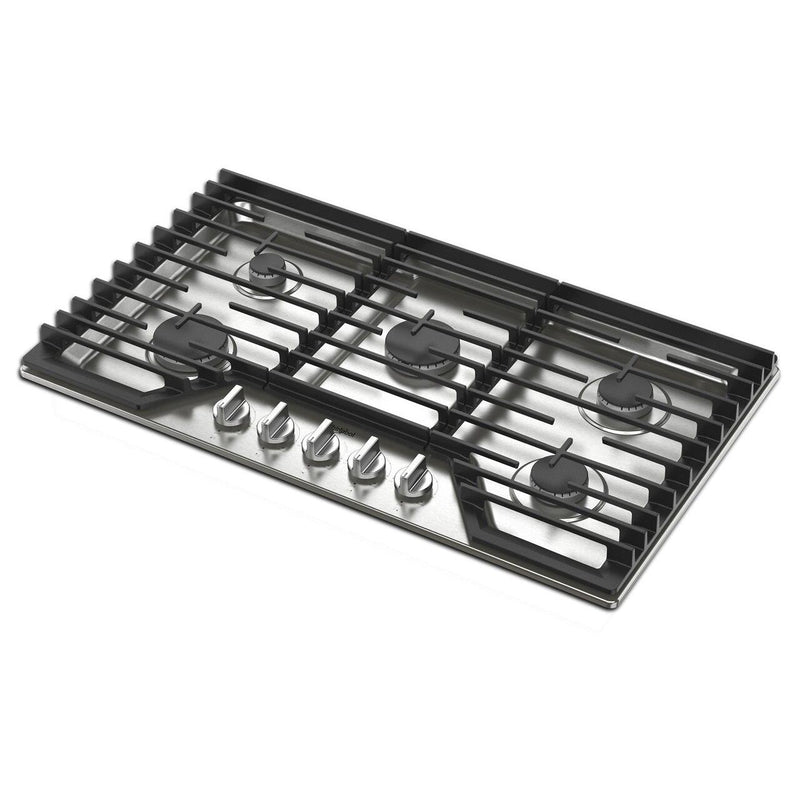  Whirlpool 36-inch Built-in Gas Cooktop with EZ-2-Lift™ Hinged Cast-Iron Grates WCGK5036PS IMAGE 2