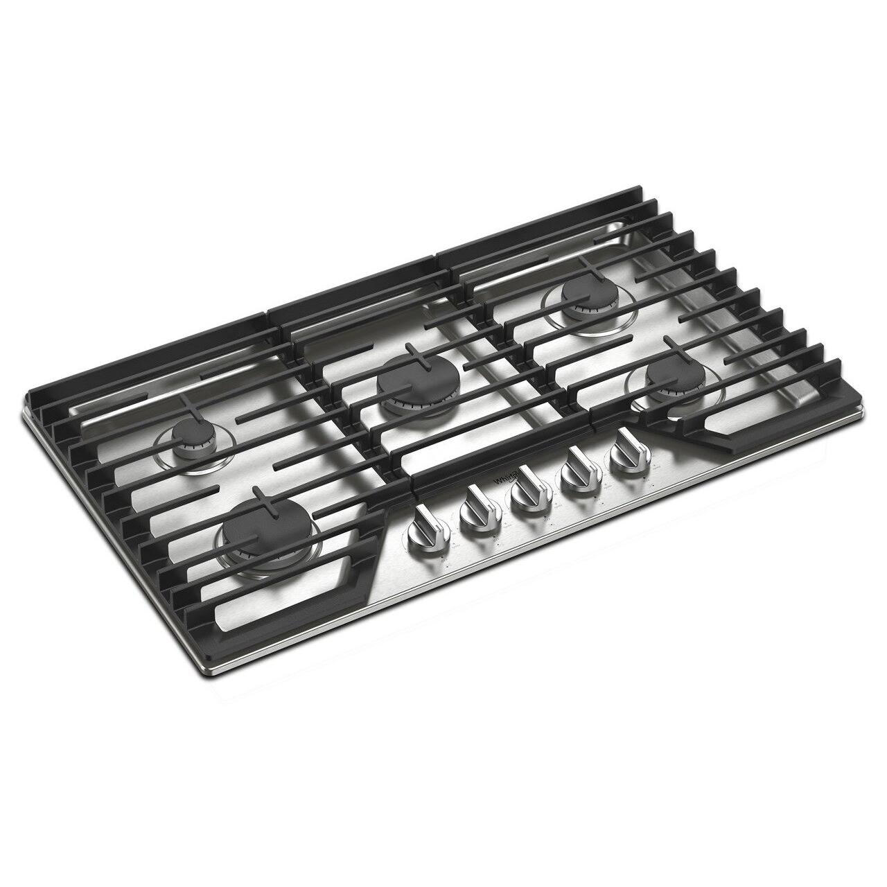  Whirlpool 36-inch Built-in Gas Cooktop with EZ-2-Lift™ Hinged Cast-Iron Grates WCGK5036PS IMAGE 3