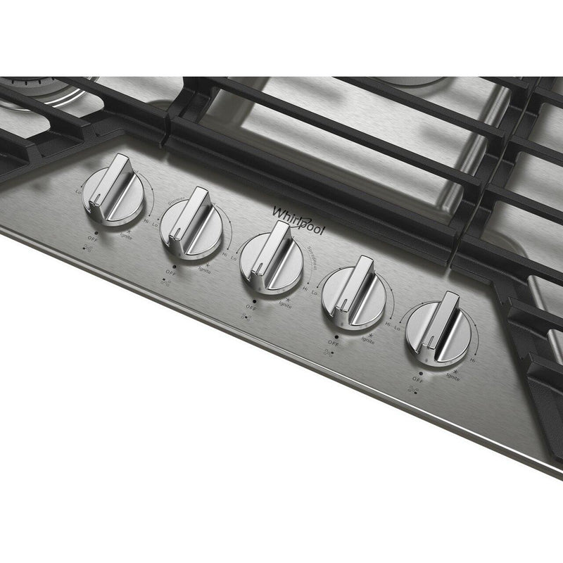  Whirlpool 36-inch Built-in Gas Cooktop with EZ-2-Lift™ Hinged Cast-Iron Grates WCGK5036PS IMAGE 5