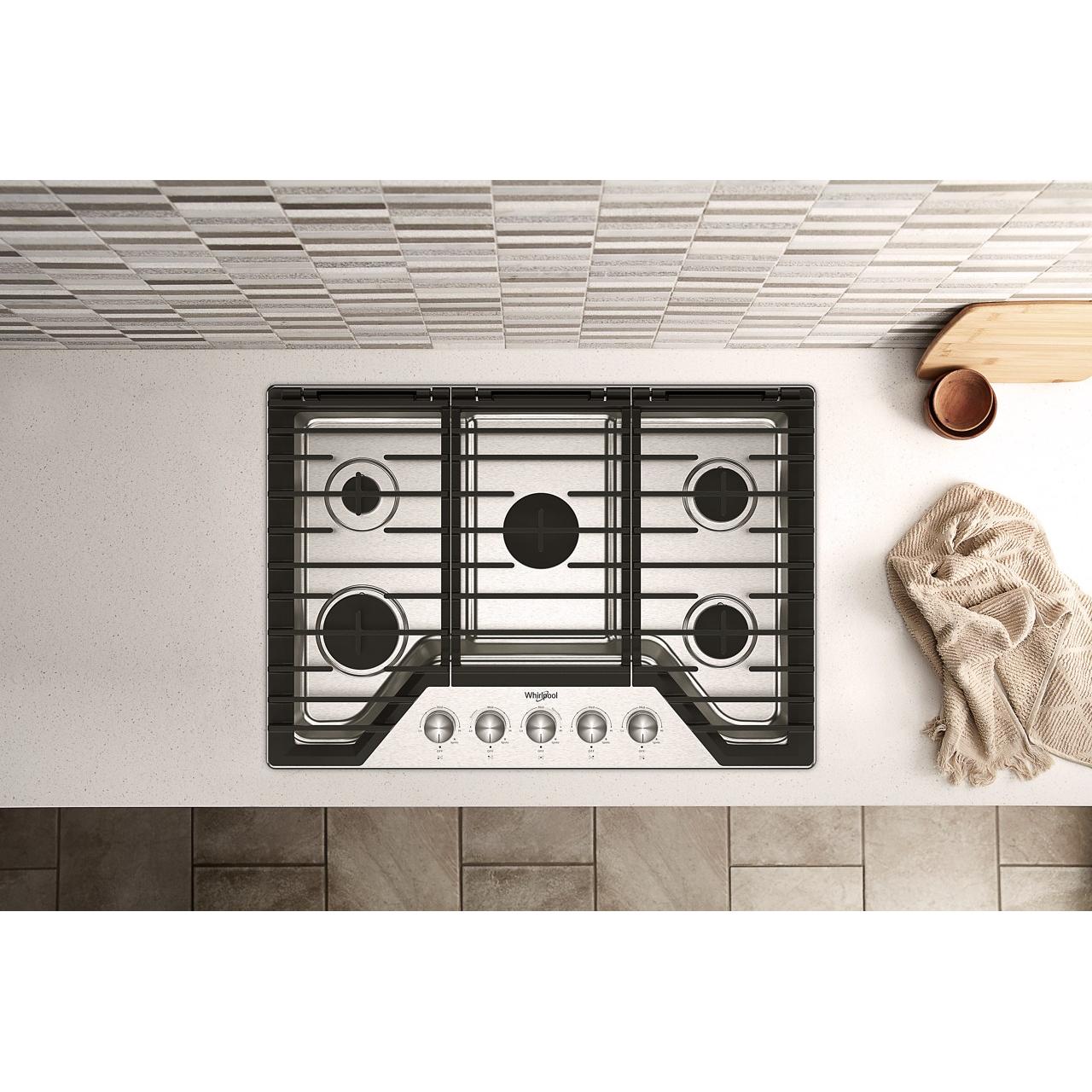  Whirlpool 30-inch Built-in Gas Cooktop with SpeedHeat™ Burner WCGK7030PS IMAGE 7
