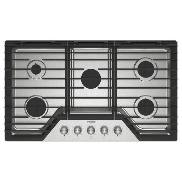  Whirlpool 36-inch Built-in Gas Cooktop with EZ-2-Lift™ Hinged Cast-Iron Grates WCGK7036PS IMAGE 1