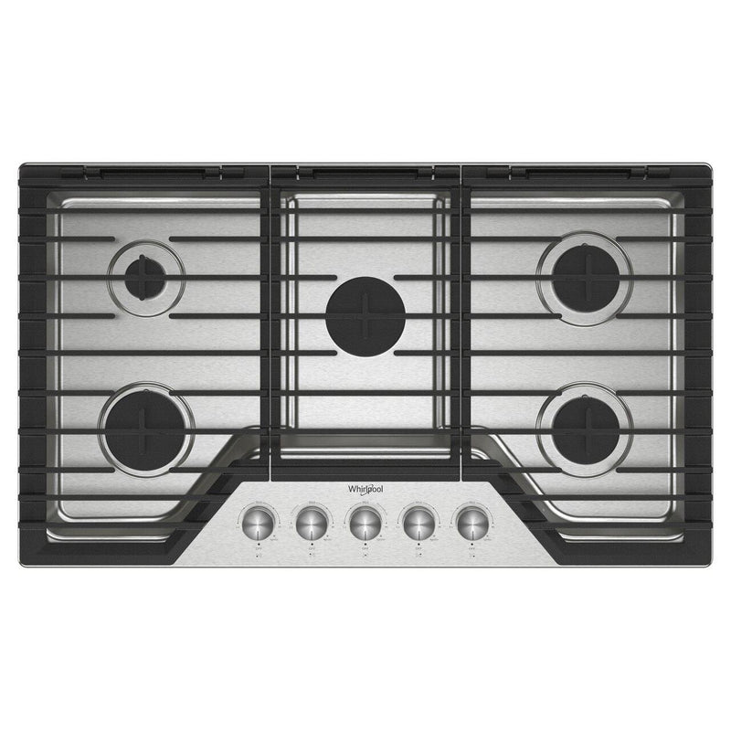  Whirlpool 36-inch Built-in Gas Cooktop with EZ-2-Lift™ Hinged Cast-Iron Grates WCGK7036PS IMAGE 1