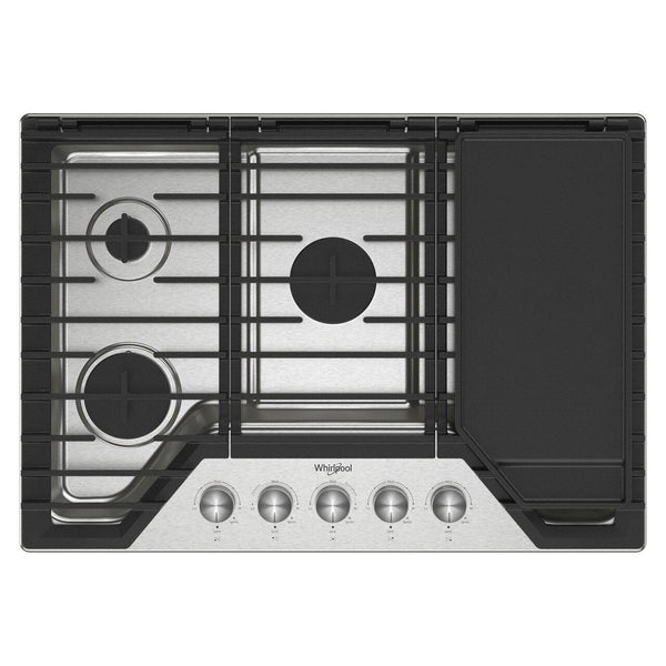  Whirlpool 30-inch Built-in Gas Cooktop with 2-in-1 Hinged Grate to Griddle WCGK7530PS IMAGE 1