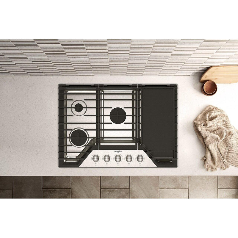 Whirlpool 30-inch Built-in Gas Cooktop with 2-in-1 Hinged Grate to Griddle WCGK7530PS IMAGE 7