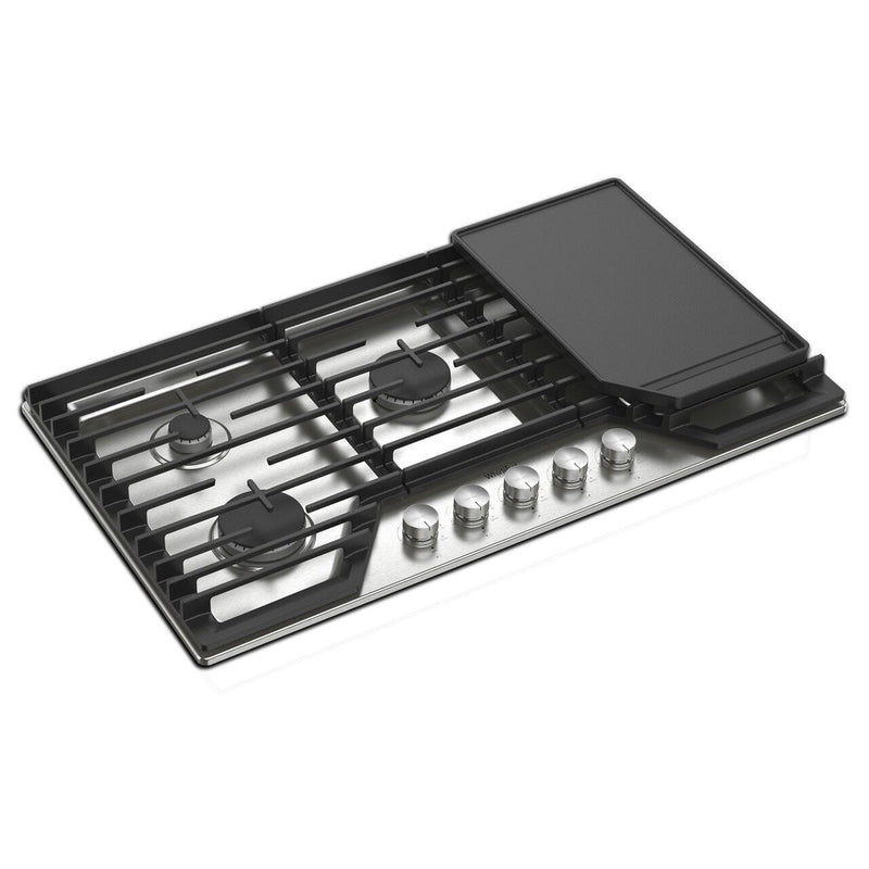  Whirlpool 36-inch Built-in Gas Cooktop with 2-in-1 Hinged Grate to Griddle WCGK7536PS IMAGE 3