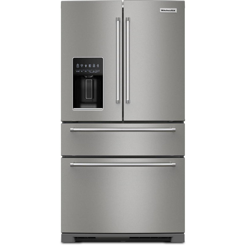  KitchenAid 36-inch French 4-Door Refrigerator with External Water and Ice Dispensing system KRMF536RPS IMAGE 1