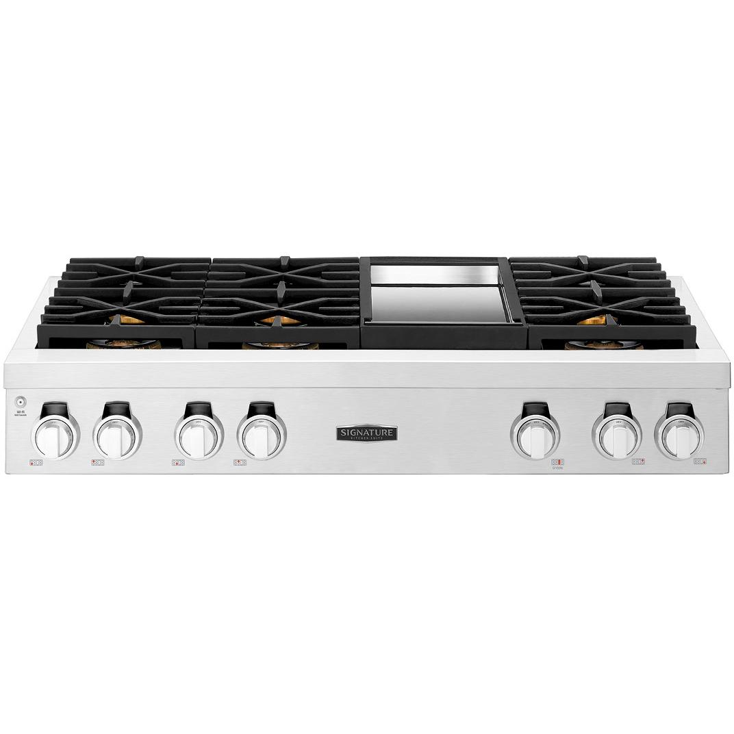  Signature Kitchen Suite 48-inch Built-in Gas Rangetop SKSRT480GS IMAGE 1