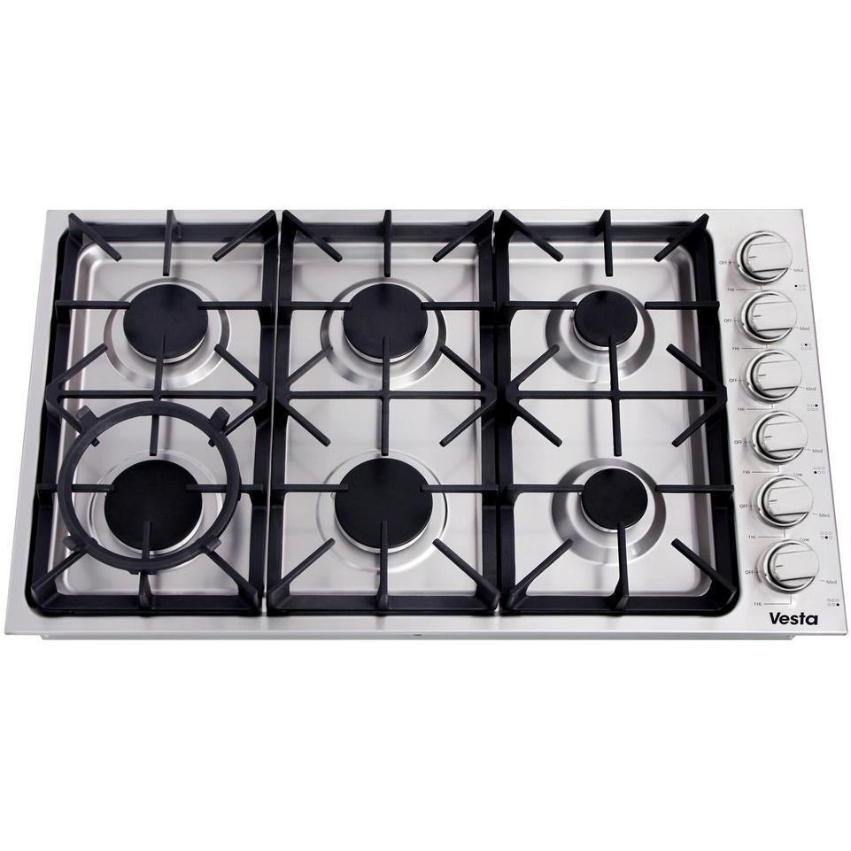  Vesta 36-inch Built-in Gas Cooktop VCG-VERMONT-36SS IMAGE 1