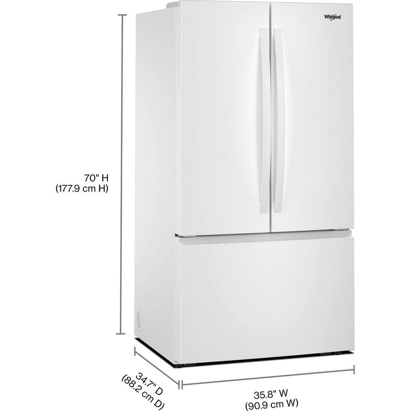  Whirlpool 36-inch, 31 cu. ft. Freestanding French 3-Door Refrigerator with Interior Ice Maker WRFF3136SW IMAGE 4