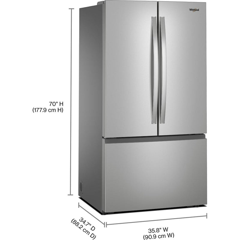  Whirlpool 36-inch, 31 cu. ft. Freestanding French 3-Door Refrigerator with Interior Ice Maker WRFF3136SZ IMAGE 6