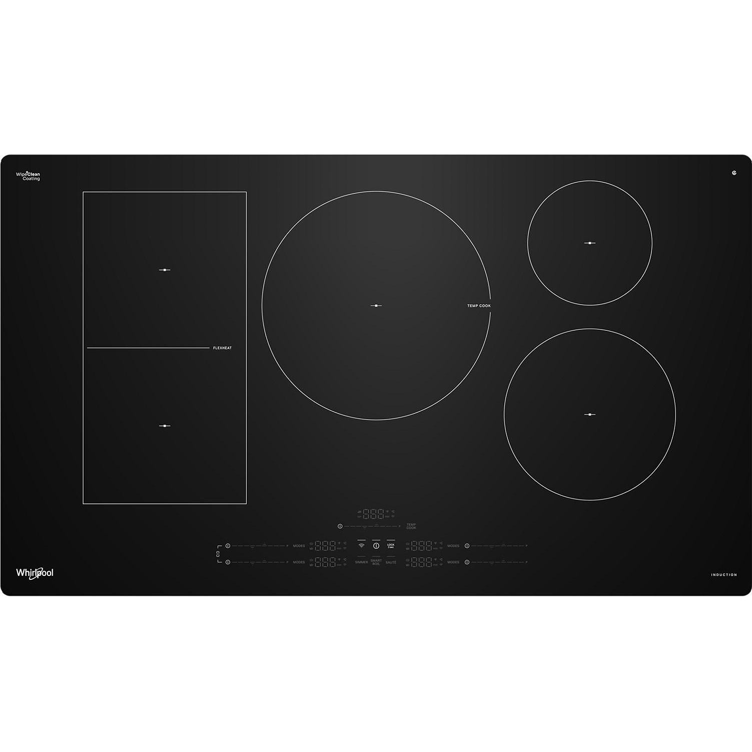  Whirlpool 36 inch Intelligent Induction Cooktop with Temp Cook™ Technology and WipeClean™ Coating WCIT7536SB IMAGE 1