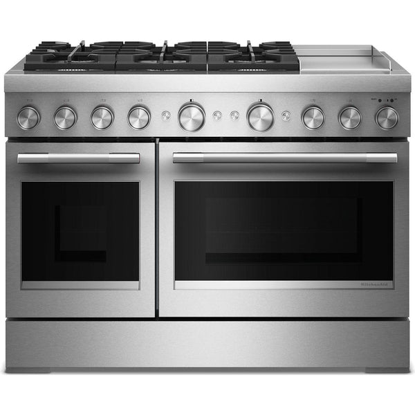  KitchenAid 48-inch Freestanding Commercial-Style Dual-Fuel Range with Griddle KFDD948SSS IMAGE 1