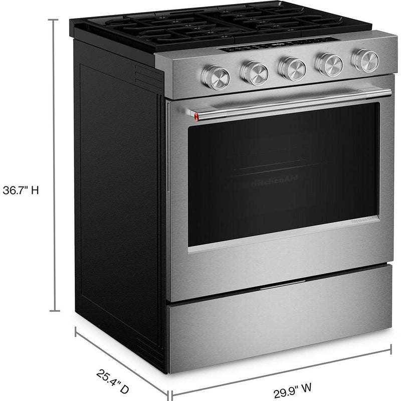  KitchenAid 30-inch Smart Slide-in Gas Range with Convection Cooking Modes and 2-in-1 Burner KSGS530SPS IMAGE 14
