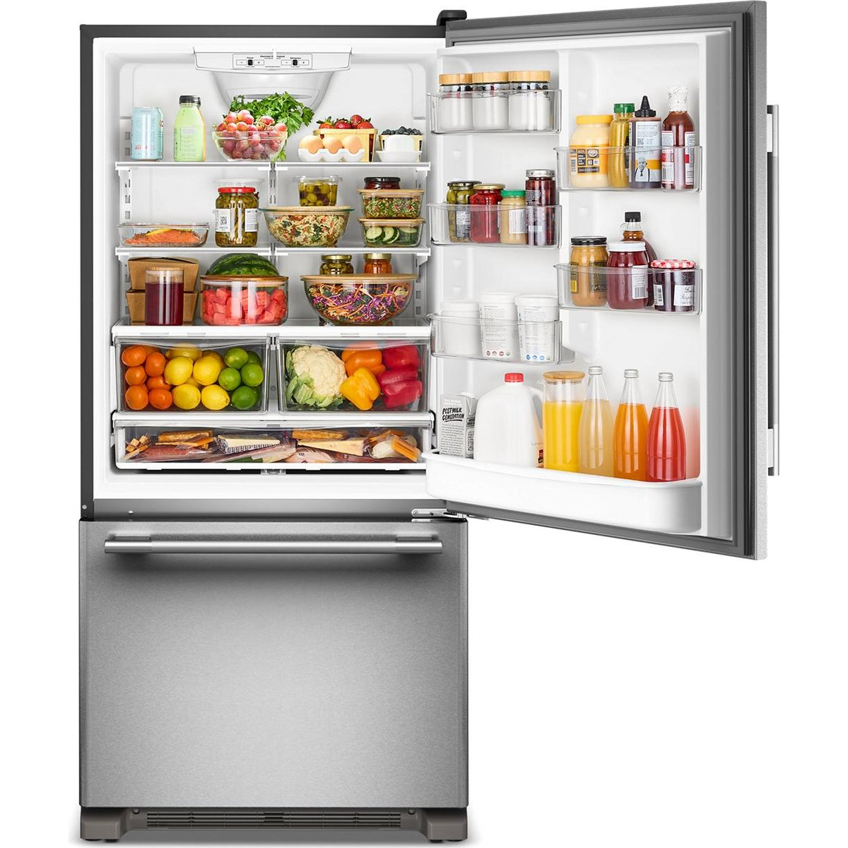  KitchenAid 33-inch, 22.1 cu. ft. Freestanding Bottom Freezer Refrigerator with Full-Width Pantry Drawer KRBR133SPS IMAGE 2