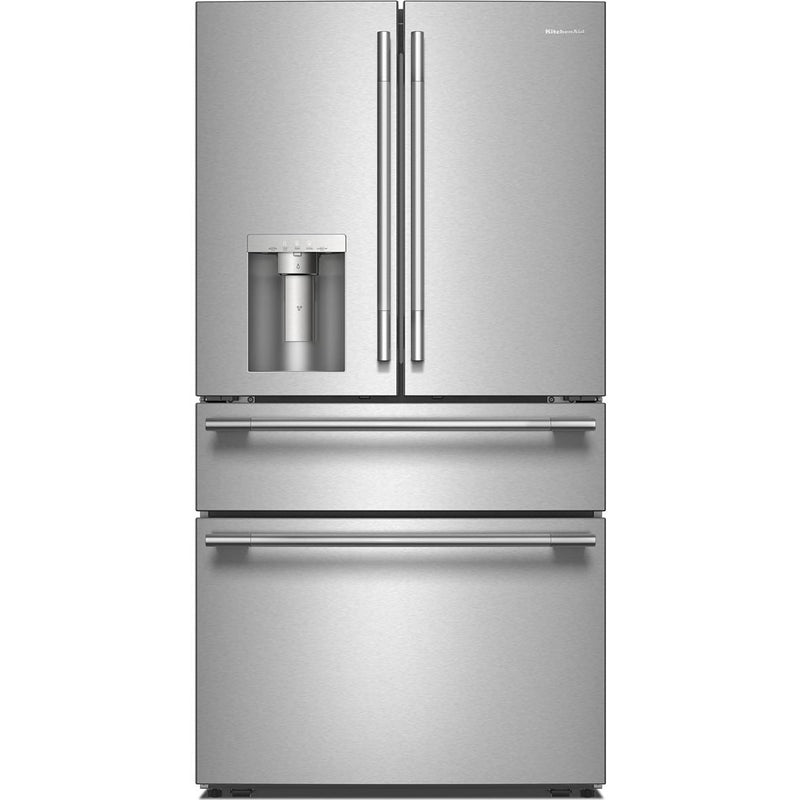  KitchenAid 36-inch, 29.51 cu. ft. Freestanding French 4-Door Refrigerator with Water and Ice Dispensing System KRMF436SPS IMAGE 1