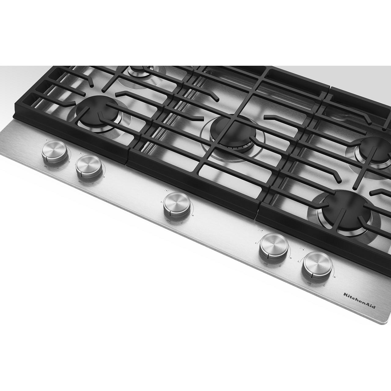  KitchenAid 36-inch Built-in Gas Cooktop with 5 Burners KCGK336SSS IMAGE 3