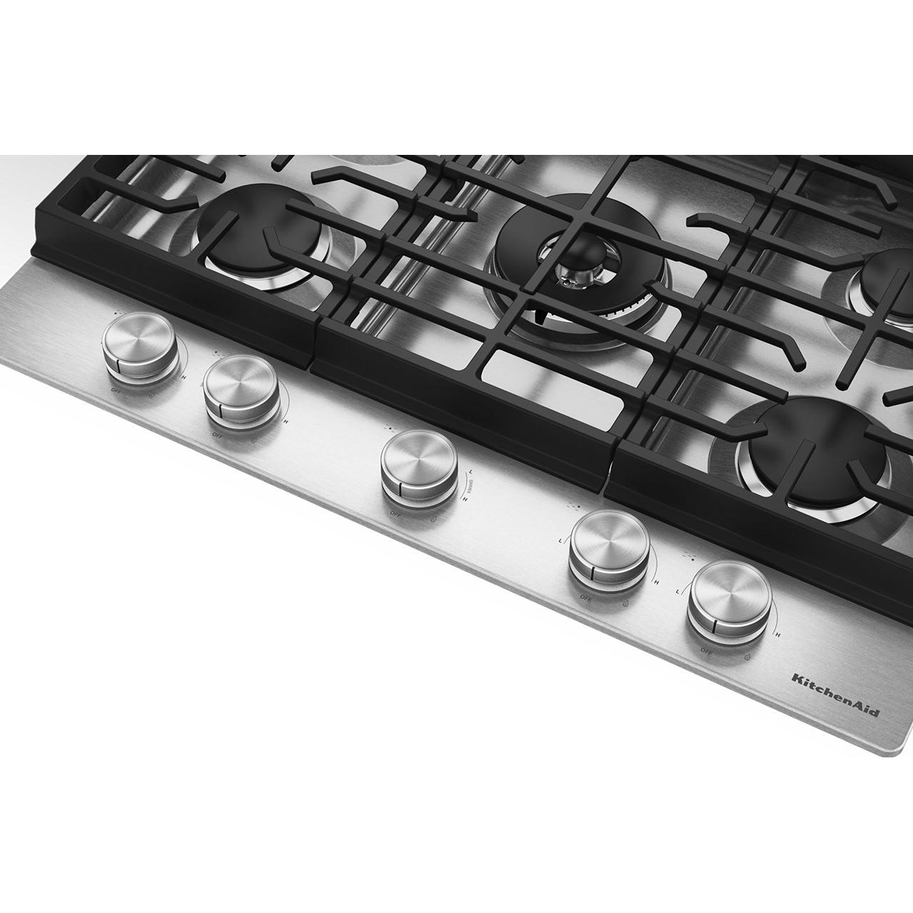  KitchenAid 30-inch Built-in Gas Cooktop with 5 Burners KCGK530SSS IMAGE 3