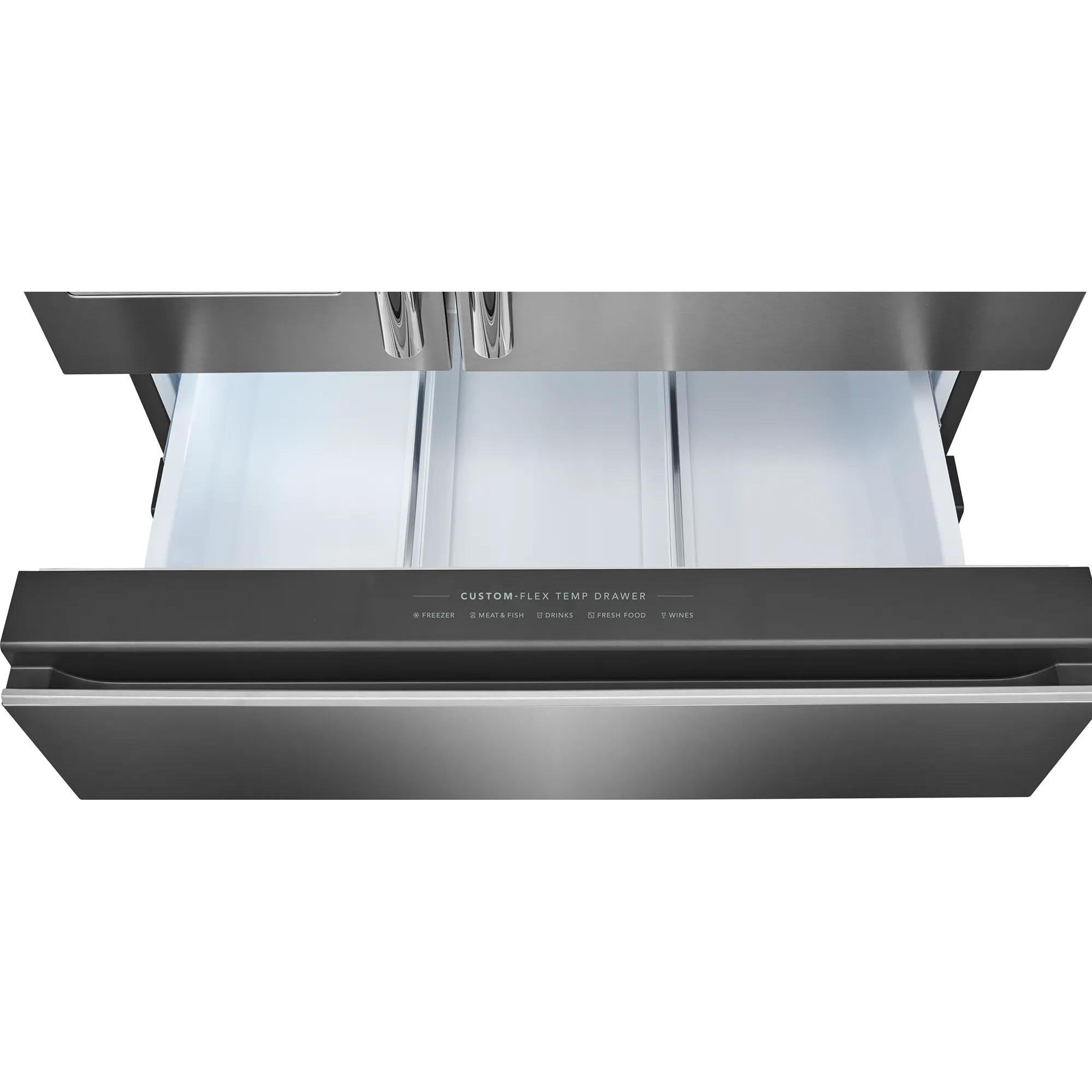  Frigidaire Professional 36-inch, 26.3 cu. ft. Freestanding French 4-Door Refrigerator with Custom-Flex® Temperature Drawer PRMS2790BF IMAGE 9