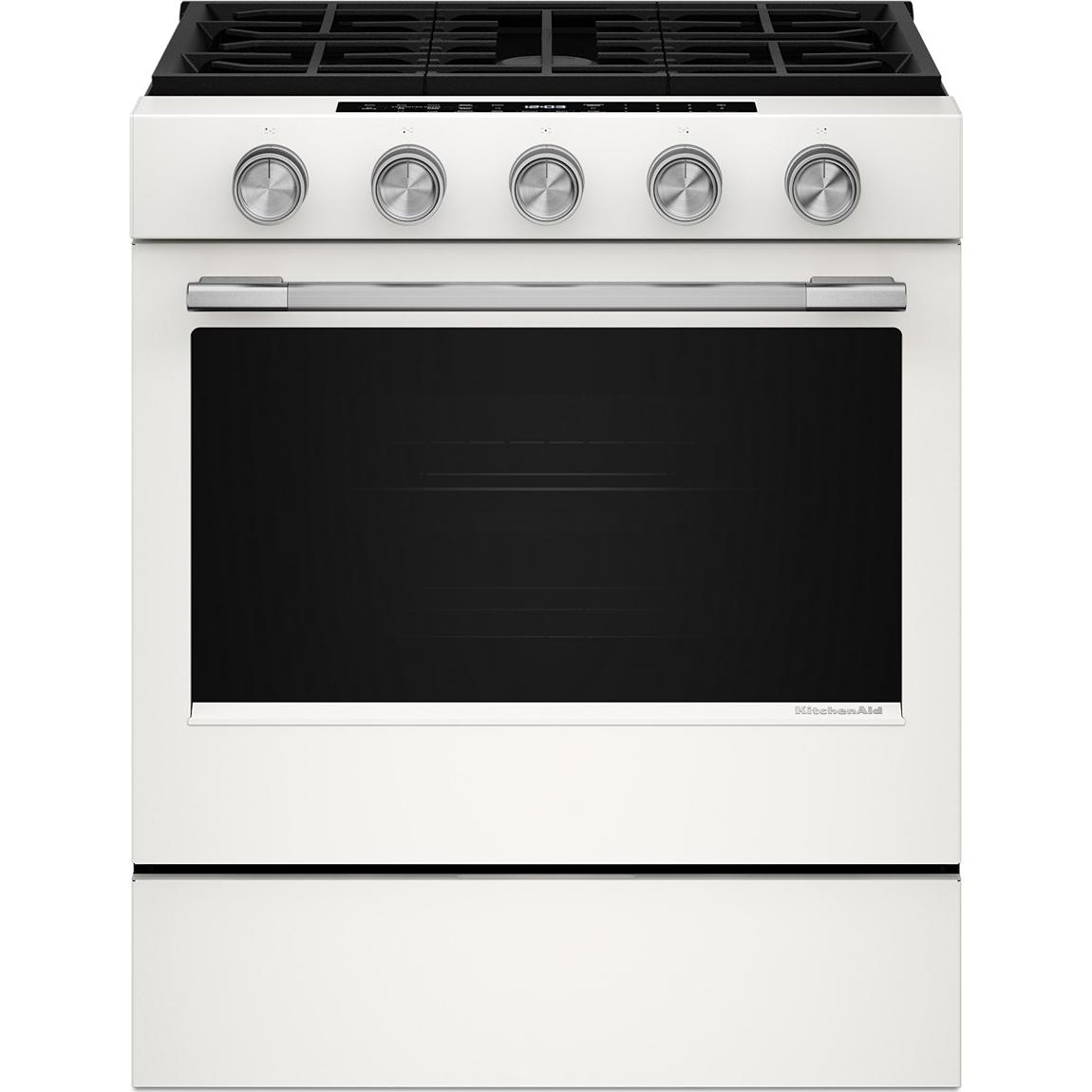  KitchenAid 30-inch Smart Slide-in Gas Range with Convection Cooking Modes and 2-in-1 Burner KSGS530SPL IMAGE 1